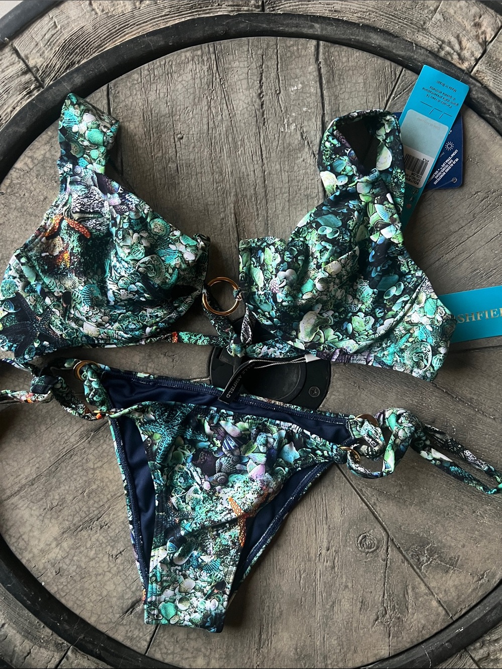 Brazilian Women's Green Floral Underwire Bikini Set med/Large
